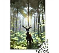 1000 Piece Enchanted Forest With Deer Creative Square Jigsaw Puzzles for Adults And Wooden Puzzles Toy Intellectual Game 1000pcs (75x50cm)