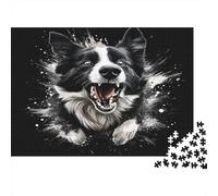 1000 Piece Energetic Border Collie Paper Jigsaw Puzzle for Adults Brain Training Stress Relief Educational Dog Puzzle Wall Decor 52x38cm/1000pcs