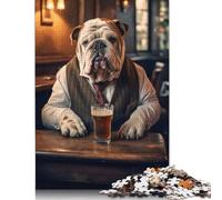 1000 Piece English Bulldog in The Pub Square Puzzle for Adults Wooden Puzzles Educational Puzzle Family Game 1000pcs (75x50cm)