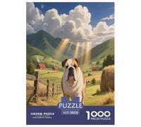 1000 Piece English Bulldog Jigsaw Puzzle for Adults - Challenging Game, Valley Farm Puzzle, Decoration Gifts 38x26cm/1000pcs