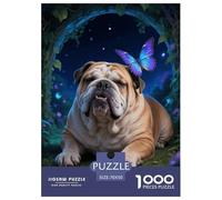 1000 Piece English Bulldog Jigsaw Puzzle for Adults Kids - Family Fun, Educational Toys, Butterfly Garden Puzzle, Home Decoration Gifts 70x50cm/1000pcs