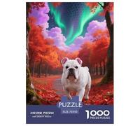 1000 Piece English Bulldog Jigsaw Puzzle for Adults Kids - Family Fun, Educational Toys, Maple Leaf Path Puzzle, Home Decoration Gifts 70x50cm/1000pcs