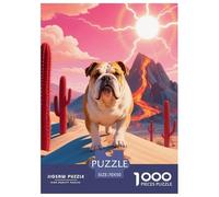 1000 Piece English Bulldog Jigsaw Puzzle for Adults Kids - Family Fun, Educational Toys, Scorching Desert Puzzle, Decoration Gifts 70x50cm/1000pcs