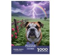 1000 Piece English Bulldog Jigsaw Puzzle for Adults Kids - Family Fun, Educational Toys, Stormy Ranch Puzzles, Home Decoration Unique Gift 38x26cm/1000pcs