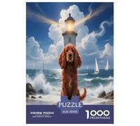 1000 Piece English Cocker Spaniel Jigsaw Puzzle for Adults - Family Fun, Educational Toys, Dog Seaside Lighthouse Jigsaws, Home Decoration Birthday Gifts 70x50cm/1000pcs