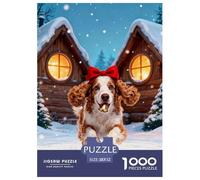 1000 Piece English Cocker Spaniel Jigsaw Puzzle for Adults & Kids - Challenging & Brainteasing, Snowy Scene Puzzles, Decoration Unique Gift 52x38cm/1000pcs