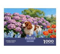 1000 Piece English Cocker Spaniel Jigsaw Puzzle for Adults & Kids - Challenging Game, Blooms Puzzles, Home Decoration Gifts 52x38cm/1000pcs