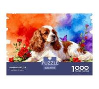 1000 Piece English Cocker Spaniel Jigsaw Puzzle for Adults Kids - Challenging Game, Butterfly Flowers Puzzle, Home Decoration Birthday Gifts 70x50cm/1000pcs