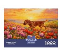 1000 Piece English Cocker Spaniel Jigsaw Puzzle for Adults & Kids - Family Fun, Family Game, Sea of Flowers Jigsaws, Decoration Gifts 52x38cm/1000pcs