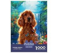 1000 Piece English Cocker Spaniel Jigsaw Puzzles for Adults - Challenging Game, Waterfall Flower Puzzle, Home Decoration Gifts 70x50cm/1000pcs
