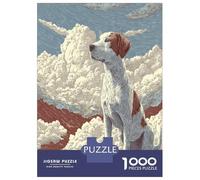 1000 Piece English Pointer Game Puzzle for Adults Gifts Fun Challenging Home Decors Brainteasing Cute Pet Dog Jigsaw Puzzle for Women Men Adult 52x38cm/1000pcs