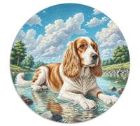 1000 Piece English Springer Spaniel Game Puzzle Great Gift for Adults Challenging Games Home Decoration Brainteasing Cute Animal Jigsaw Puzzle for Adults And Kids 1000pcs (67.5x67.5cm)