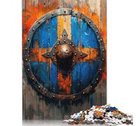 1000 Piece Epic Viking Shield Square Jigsaw Puzzles for Adults & Wooden Puzzles Learning Educational Toys Family Games 1000pcs (75x50cm)