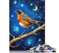 1000 Piece European Robin in Starry Night Creative Square Jigsaw Puzzles for Adults And Wooden Puzzles Toy Intellectual Game 1000pcs (75x50cm)