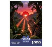 1000 Piece European Shorthair Cat Jigsaw Puzzles for Adults - Family Fun, Family Game, Sunset Jungle Jigsaws, Home Decoration Gifts 52x38cm/1000pcs