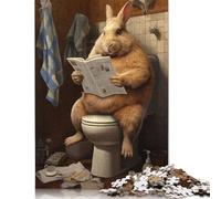 1000 Piece Fat Bunny Toilet Newspaper Jigsaw Square Puzzle for Adults & Wooden Puzzles Educational Game Challenge Toy 1000pcs (75x50cm)
