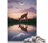 1000 Piece Fawn Drinking at Twilight Reflection Jigsaw Puzzles for Adult Puzzle Jigsaws for Adults Age 14+ 1000pcs (75x50cm)