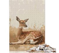 1000 Piece Fawn in Golden Field Jigsaw Puzzles for Adult Puzzle Jigsaws for Adults Age 14+ 1000pcs (38x26cm)