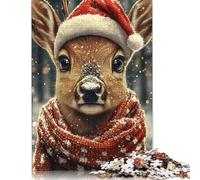 1000 Piece Fawn in Santa Hat Jigsaw Puzzles for Adult Teenagers Wooden Puzzle Jigsaws for Adults Learning Educational Toy 1000pcs (75x50cm)