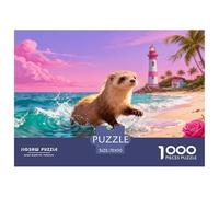 1000 Piece Ferret Jigsaw Puzzle for Adults Kids - Family Fun, Family Happy Game, Lighthouse Waves Jigsaws, Decoration Unique Gift 70x50cm/1000pcs