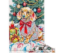 1000 Piece Festive Dachshund Christmas Portrait Jigsaw Puzzles for Adult Teenagers Paper Puzzles For Family Fun & Game Night 1000pcs (75x50cm)
