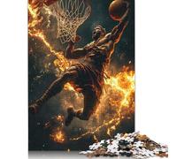 1000 Piece Fiery Basketball Dunk Jigsaw Puzzles for Adult Teenagers Puzzles for Adults Puzzles Puzzles for Adults Teens 38x26cm/1000pcs