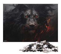 1000 Piece Fiery Black Lion Square Puzzles for Adults, Paper Puzzles Family Entertainment Toys 38x26cm/1000pcs