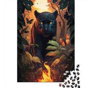 1000 Piece Fiery Black Panther Jigsaw Puzzles for Adult Teenagers Home Educational Games DIY Toys 1000pcs (38x26cm)