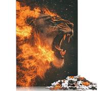 1000 Piece Fiery Lion Roar Square Puzzles for Adults & Wooden Puzzles Educational Game 1000pcs (75x50cm)