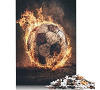 1000 Piece Fiery Soccer Ball Jigsaw Puzzlesfor Adults Teenagers Wooden Puzzle Jigsaws for Adults Educational Game Challenge Toy 1000pcs (75x50cm)
