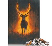 1000 Piece Fiery Stag Jigsaw Puzzles for Adults Paper Puzzle for Adults And Teenager Educational Puzzle 1000pcs (38x26cm)