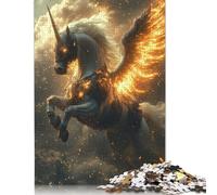 1000 Piece Fiery Winged Unicorn Square Puzzle for Adults Wooden Puzzles Educational Puzzle Family Game 1000pcs (75x50cm)