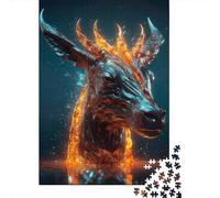1000 Piece Fire And Ice Deer Creative Square Jigsaw Puzzles for Adults & Wooden Puzzles Stress Relief Puzzle Games And Unique 1000pcs (75x50cm)