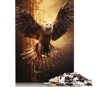 1000 Piece Fire Flames Bald Eagle USA Puzzles For Adults Wooden Puzzles Brain Teaser Puzzles For Children 1000pcs (75x50cm)