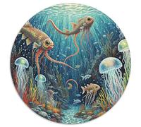 1000 Piece Fish Jigsaw Puzzles for Adults Challenge Toy Family-Friendly Brain Teaser Home Decoration Strange Fish Jellyfish Jigsaws Unique Gift 1000pcs (67.5x67.5cm)