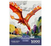 1000 Piece Flame Pterosaur Jigsaw Puzzle for Adults Kids - Family Fun, Family Happy Game, Dragon Woods Lakeside Puzzle, Home Decoration Unique Gift 38x26cm/1000pcs