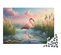 1000 Piece Flamingo Jigsaw Puzzle for Adults & Kids - Challenging Brain Teaser, Reed Bed Puzzles, Home Decoration Gifts 52x38cm/1000pcs