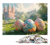 1000 Piece Floral Easter Eggs in A Meadow Square Puzzle for Adults Paper Puzzles Educational Puzzle Family Game 38x26cm/1000pcs
