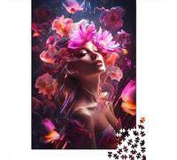 1000 Piece Floral Flower Girl Neon Jigsaw Puzzles for Adults Puzzles for Adults Puzzles Unique Home Decor And Gifts 1000pcs (38x26cm)