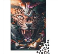 1000 Piece Floral Leopard Jigsaw Puzzlesfor Adults Paper Puzzle Jigsaws for Adults For Family Fun & Game Night 1000pcs (38x26cm)