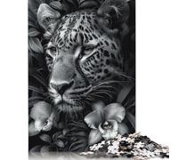 1000 Piece Floral Leopard Portrait Jigsaw Square Puzzle for Adults & Wooden Puzzles Educational Game Challenge Toy 1000pcs (75x50cm)