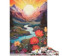 1000 Piece Floral Mountain Landscape with River Puzzles for Adults Paper Puzzles Educational Games For Kids 38x26cm/1000pcs