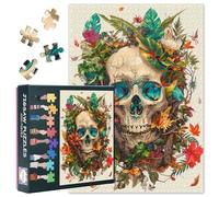 1000 Piece Floral Skull Puzzles for Adults 27.5"X19.7" Surreal Memento Mori Art Vibrant Tropical Leaf & Flower Scenery Jigsaw Puzzle Edgy Botanical Wall Art Decor Gift
