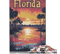 1000 Piece Florida Sunset Landscape Jigsaw Puzzle for Adult Teenagers Wooden Puzzles for Adults Family Activity Jigsaw Puzzles 1000pcs (75x50cm)