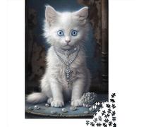 1000 Piece Fluffy White Kitten 07 Wooden Jigsaw Puzzles Adults Teens Jigsaw Large Puzzle Toys Educational Intellectual Decompressing Fun Family Game 1000pcs (75x50cm)