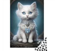 1000 Piece Fluffy White Kitty 01 Jigsaw Puzzle for Adult Teenagers Wooden Puzzle Christmas Eve Gifts 1000pcs (75x50cm)