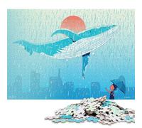 1000 Piece Flying Whale Jigsaw Puzzles, for Adults & Wooden Puzzles Educational Games For Kids 1000pcs (75x50cm)
