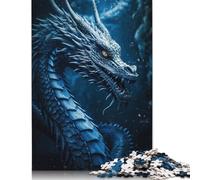 1000 Piece for Adults Blue Sapphire Dragon Jigsaw Puzzles for Adults, Wooden Puzzles Best Gift for Friends And Family 1000pcs (75x50cm)