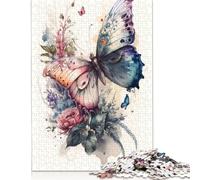1000 Piece for Adults Butterfly Watercolor Jigsaw Puzzles for Adults, Wooden Puzzles Best Gift for Friends And Family 1000pcs (75x50cm)