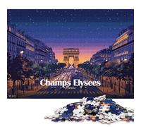 1000 Piece for Adults Champs Elysees Paris Night Scene Jigsaw Puzzles for Adults, Paper Puzzles Best Gift for Friends And Family 38x26cm/1000pcs